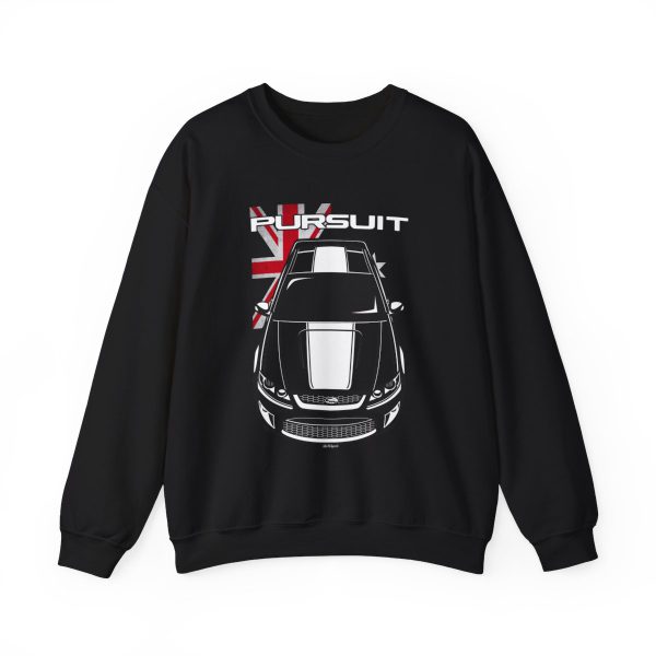 Ford FPV Pursuit UTE White Stripe Sweatshirt - Australia Flag Crewneck Black by Auto Art Apparel