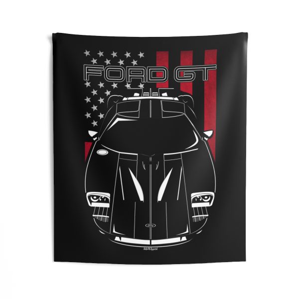 Ford GT 2005-2006 Black Stripes Tapestry - US Flag Wall Art 50 x 60 inch by Auto Art Apparel