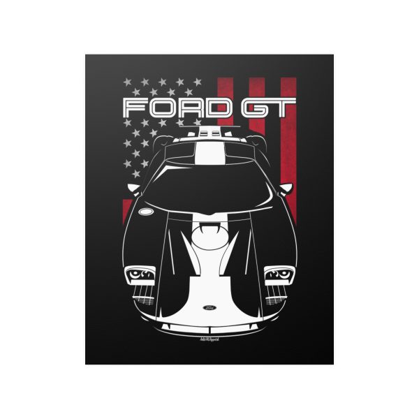 Ford GT 2005-2006 Gulf Edition Poster - US Flag Print 16 x 20 inch by Auto Art Apparel