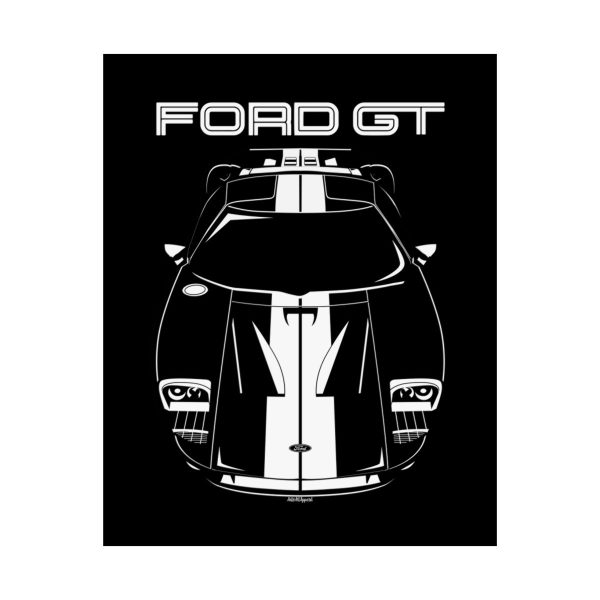 Ford GT 2005-2006 White Stripes Poster 16 x 20 inch by Auto Art Apparel