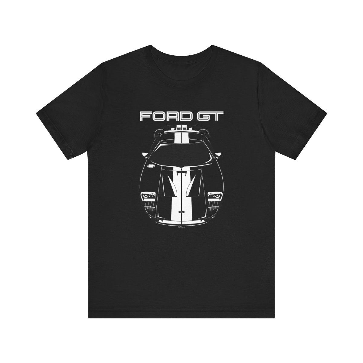 Ford GT 2005-2006 White Stripes T-shirt Black by Auto Art Apparel