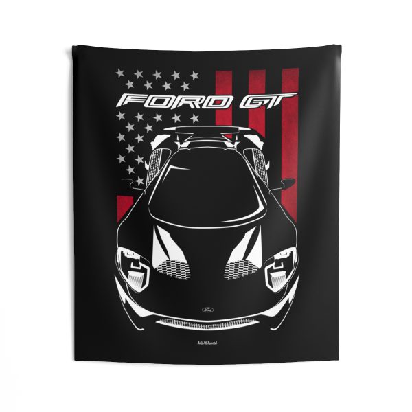Ford GT 2017-2022 Tapestry - US Flag Wall Art 50 x 60 inch by Auto Art Apparel
