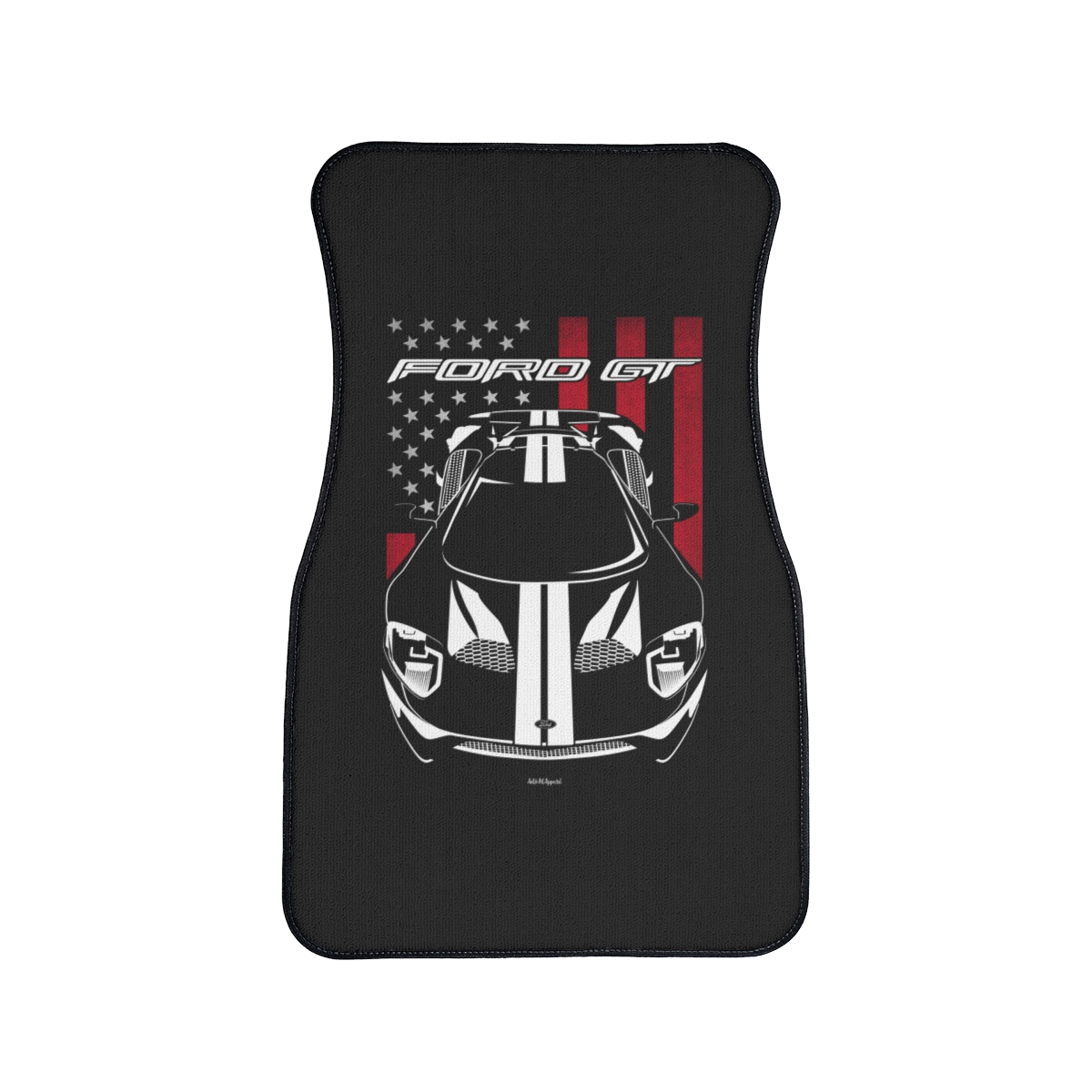 Ford GT 2017-2022 White Stripes Car Mat - US Flag Floor Mats Front Carpet Floor Mats by Auto Art Apparel
