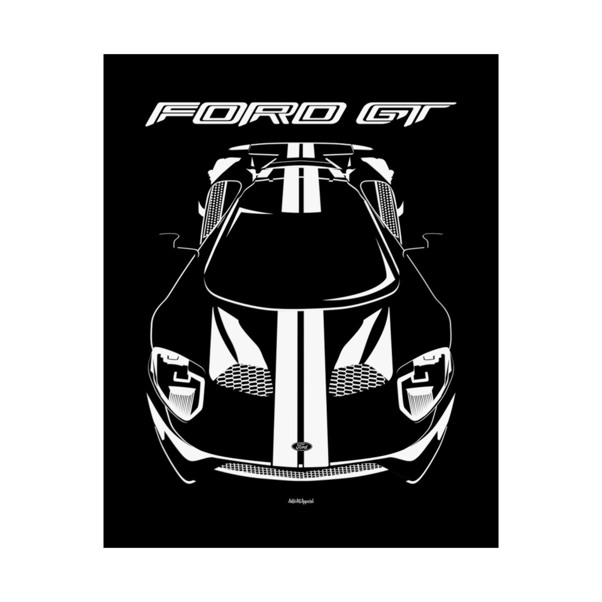 Ford GT 2017-2022 White Stripes Poster 16 x 20 inch by Auto Art Apparel