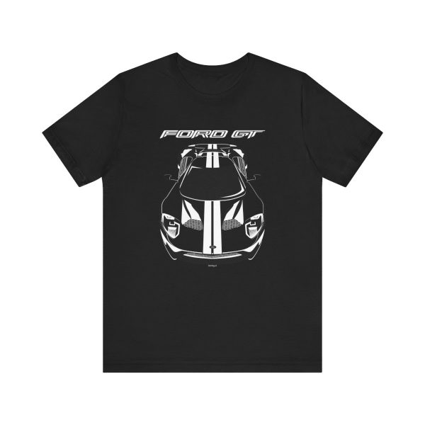 Ford GT 2017-2022 White Stripes T-shirt Black by Auto Art Apparel