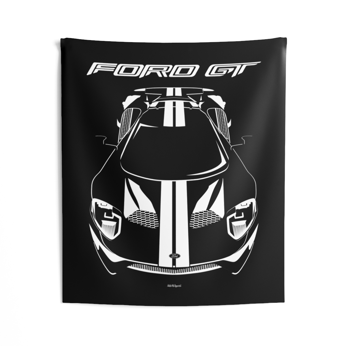Ford GT 2017-2022 White Stripes Tapestry 50 x 60 inch by Auto Art Apparel