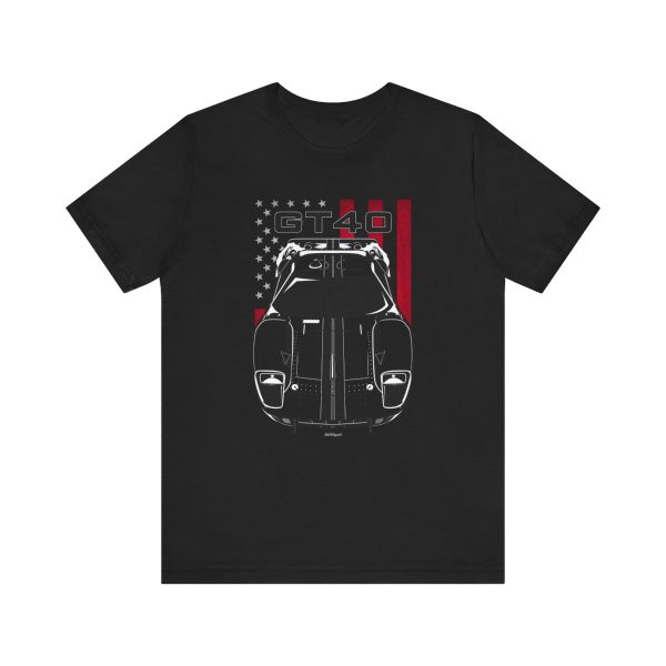 Ford GT40 Black Stripes T-shirt - US Flag Shirt by Auto Art Apparel
