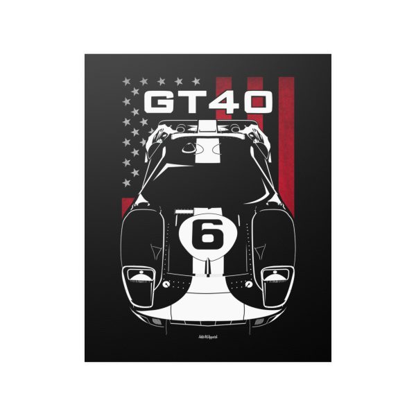Ford GT40 Gulf Edition Poster - US Flag Print 16 x 20 inch by Auto Art Apparel