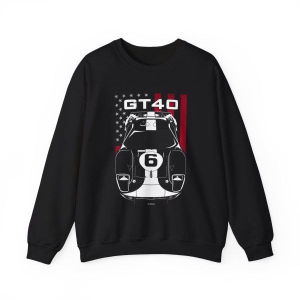 Ford GT40 Gulf Edition Sweatshirt - US Flag Crewneck Black by Auto Art Apparel