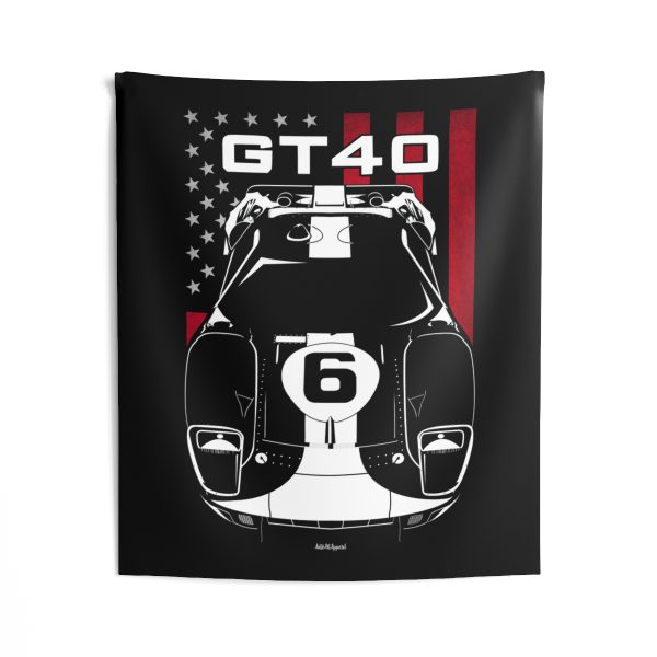 Ford GT40 Gulf Edition Tapestry - US Flag Wall Art 50 x 60 inch by Auto Art Apparel