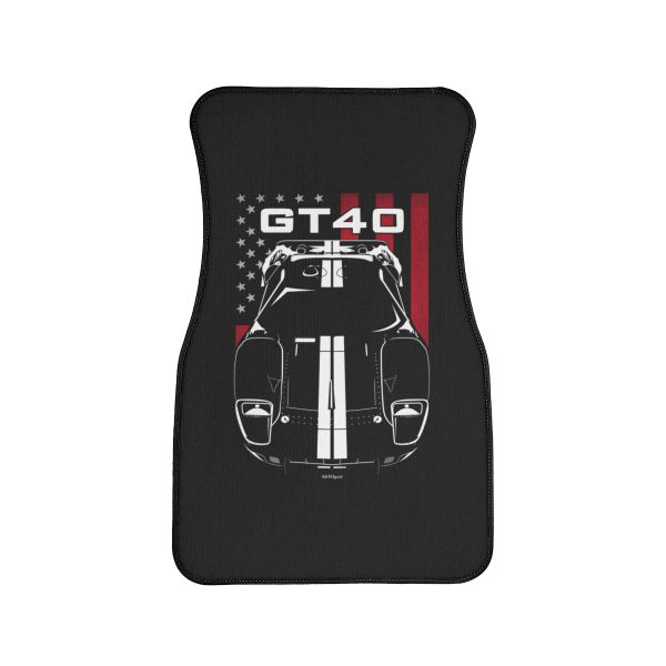 Ford GT40 White Stripes Car Mat - US Flag Floor Mats Front Carpet Floor Mats by Auto Art Apparel