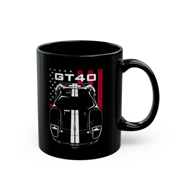 Ford GT40 White Stripes Mug - US Flag Coffee Mug 11 oz by Auto Art Apparel