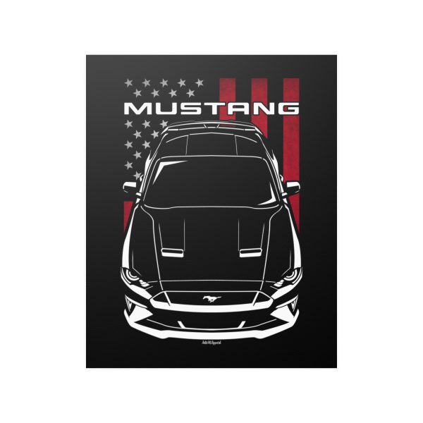 Ford Mustang 2018-2023 Poster - US Flag Print 16 x 20 inch by Auto Art Apparel