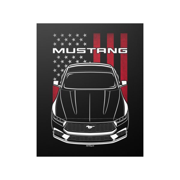 Ford Mustang 2024 Poster - US Flag Print 16 x 20 inch by Auto Art Apparel