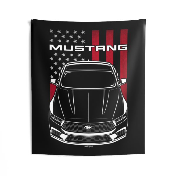 Ford Mustang 2024 Tapestry - US Flag Wall Art 50 x 60 inch by Auto Art Apparel