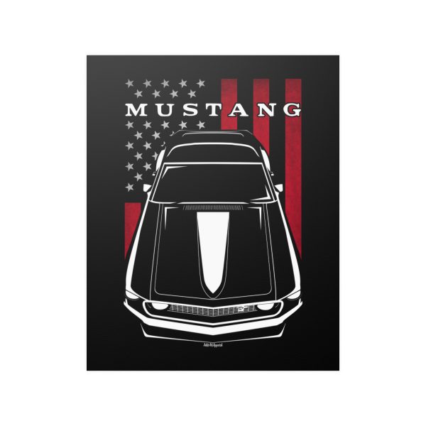 Ford Mustang Boss 1969 Poster - US Flag Print 16 x 20 inch by Auto Art Apparel