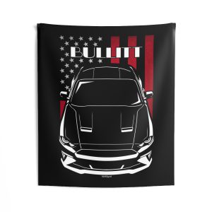 Ford Mustang Bullitt 2018-2020 Tapestry - US Flag Wall Art 50 x 60 inch by Auto Art Apparel
