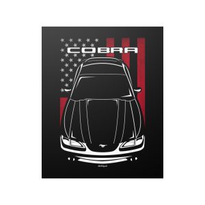 Ford Mustang Cobra R 1995 Poster - US Flag Print 16 x 20 inch by Auto Art Apparel