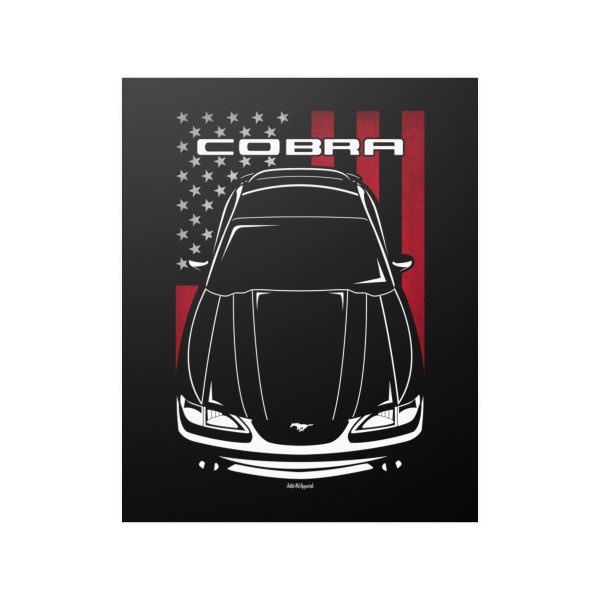 Ford Mustang Cobra R 1995 Poster - US Flag Print 16 x 20 inch by Auto Art Apparel