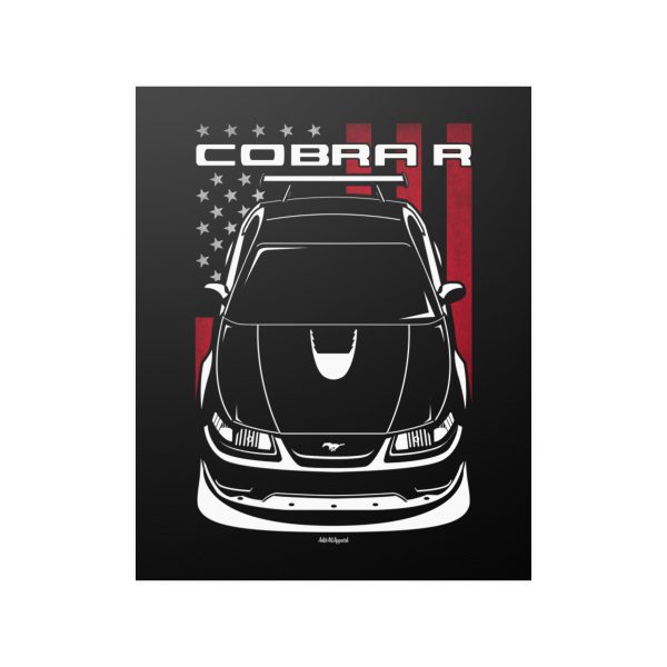 Ford Mustang Cobra R 2000 Poster - US Flag Print 16 x 20 inch by Auto Art Apparel