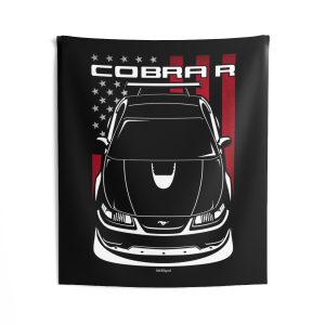 Ford Mustang Cobra R 2000 Tapestry - US Flag Wall Art 50 x 60 inch by Auto Art Apparel