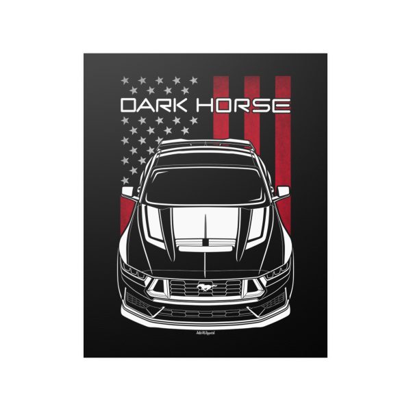 Ford Mustang Dark Horse 2024 Poster - US Flag Print 16 x 20 inch by Auto Art Apparel
