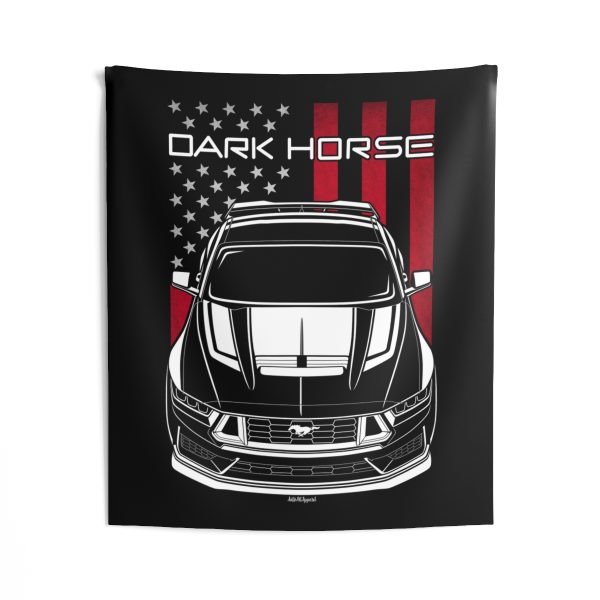 Ford Mustang Dark Horse 2024 Tapestry - US Flag Wall Art 50 x 60 inch by Auto Art Apparel