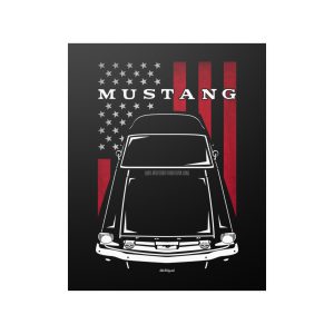 Ford Mustang Fastback 1966 Poster - US Flag Print 16 x 20 inch by Auto Art Apparel