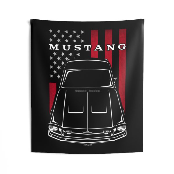 Ford Mustang Fastback 1968 Tapestry - US Flag Wall Art 50 x 60 inch by Auto Art Apparel