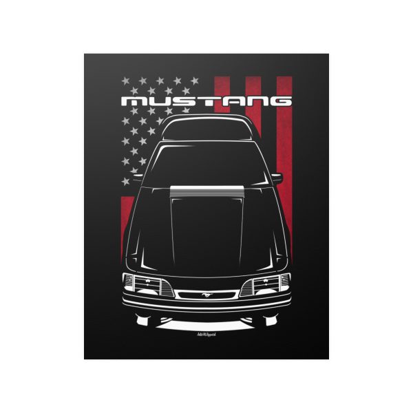 Ford Mustang Fox 1987-1993 Poster - US Flag Print 16 x 20 inch by Auto Art Apparel