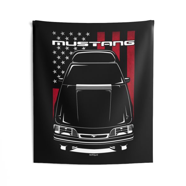 Ford Mustang Fox 1987-1993 Tapestry - US Flag Wall Art 50 x 60 inch by Auto Art Apparel