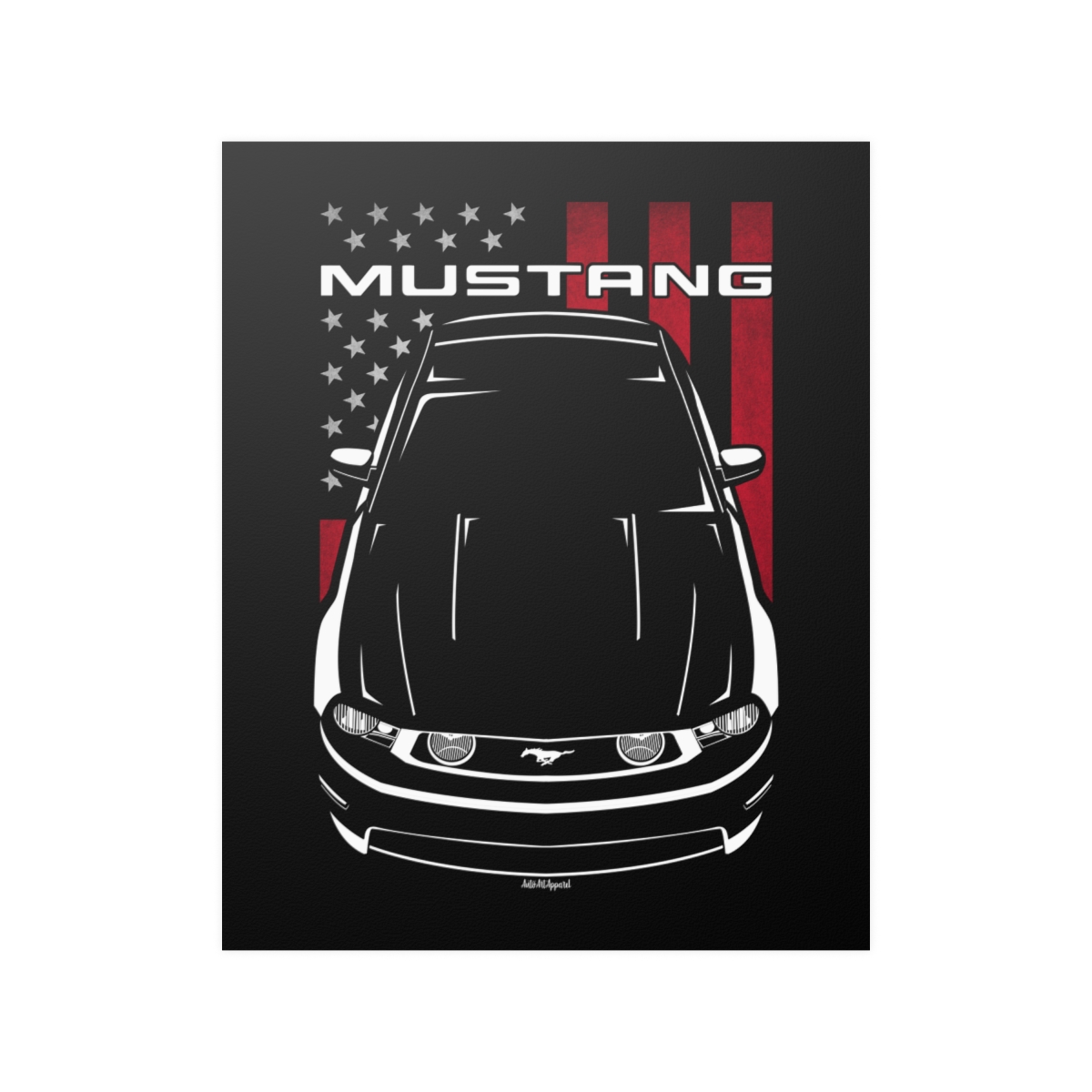 Ford Mustang GT 2010-2012 Poster - US Flag Print 16 x 20 inch by Auto Art Apparel