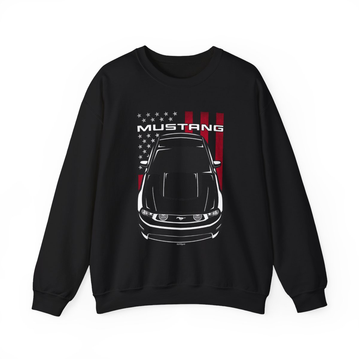 Ford Mustang GT 2010-2012 Sweatshirt - US Flag Crewneck Black by Auto Art Apparel