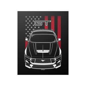 Ford Mustang GT 2024 Poster - US Flag Print 16 x 20 inch by Auto Art Apparel