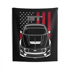 Ford Mustang GT 2024 Tapestry - US Flag Wall Art 50 x 60 inch by Auto Art Apparel