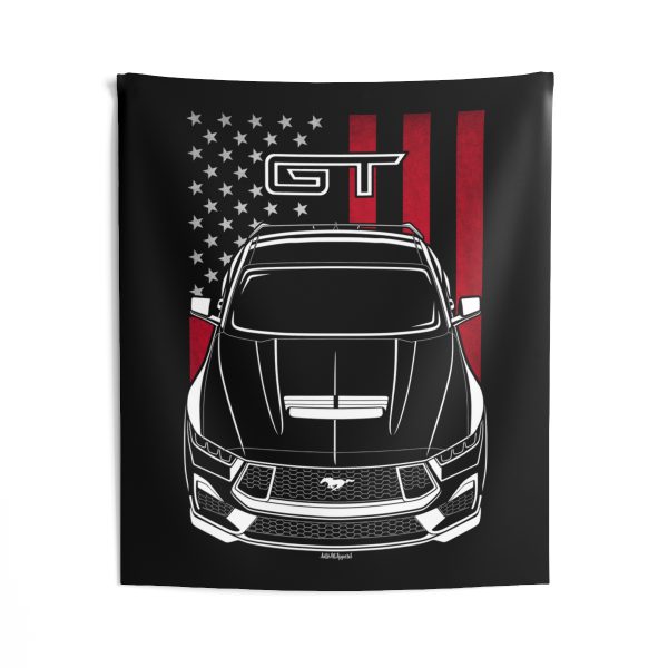 Ford Mustang GT 2024 Tapestry - US Flag Wall Art 50 x 60 inch by Auto Art Apparel