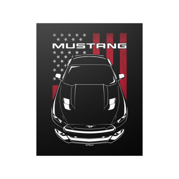 Ford Mustang GT S550 2015-2017 Poster - US Flag Print 16 x 20 inch by Auto Art Apparel