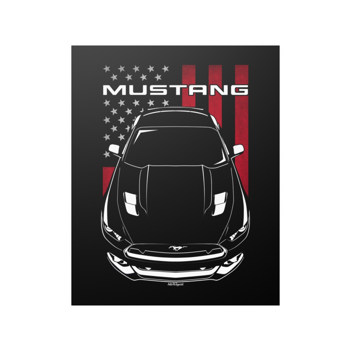 Ford Mustang GT S550 2015-2017 Poster - US Flag Print 16 x 20 inch by Auto Art Apparel