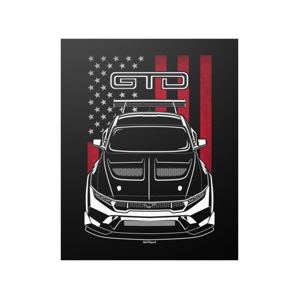 Ford Mustang GTD 2025 Poster - US Flag Print 16 x 20 inch by Auto Art Apparel