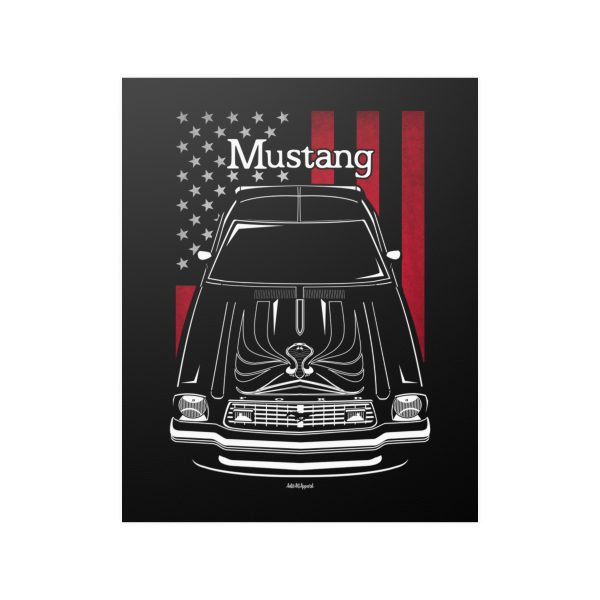 Ford Mustang King Cobra 1978 Poster - US Flag Print 16 x 20 inch by Auto Art Apparel