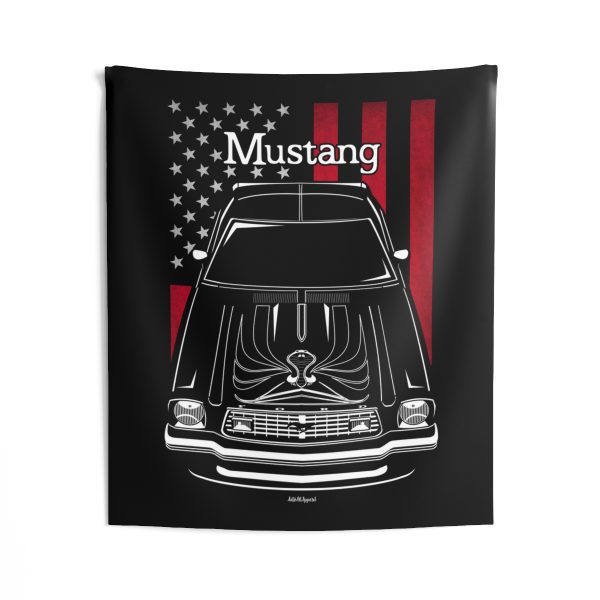 Ford Mustang King Cobra 1978 Tapestry - US Flag Wall Art 50 x 60 inch by Auto Art Apparel