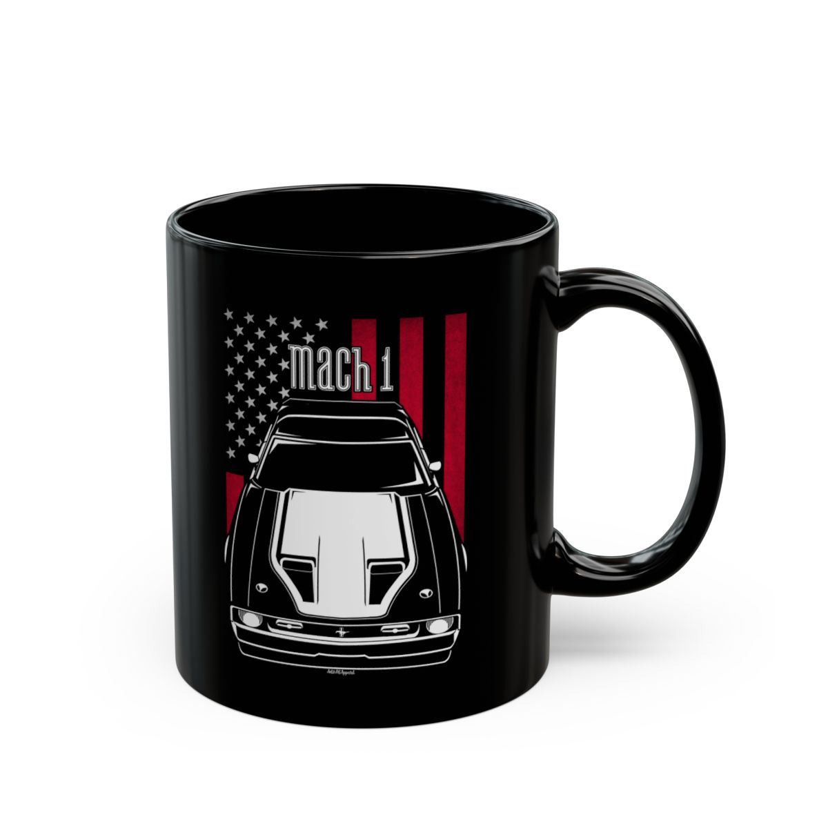 Ford Mustang Mach 1 1971-1972 White Stripe Mug - US Flag Coffee Mug 11 oz by Auto Art Apparel
