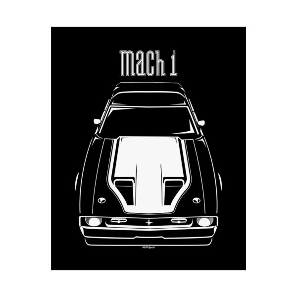 Ford Mustang Mach 1 1971-1972 White Stripe Poster 16 x 20 inch by Auto Art Apparel