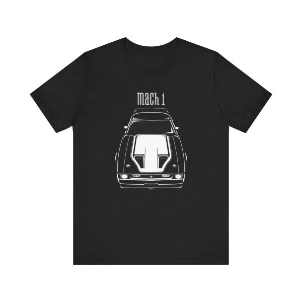 Ford Mustang Mach 1 1971-1972 White Stripe T-shirt Black by Auto Art Apparel