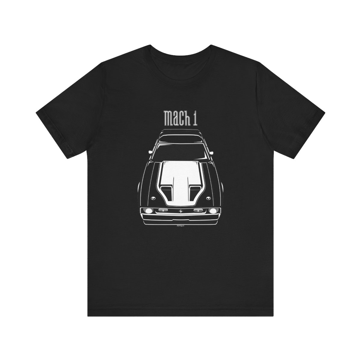 Ford Mustang Mach 1 1971-1972 White Stripe T-shirt Black by Auto Art Apparel