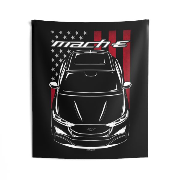 Ford Mustang Mach E SUV 2021-2024 Tapestry - US Flag Wall Art 50 x 60 inch by Auto Art Apparel