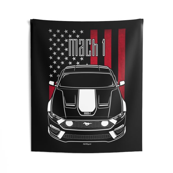 Ford Mustang Mach1 2021-2023 Tapestry - US Flag Wall Art 50 x 60 inch by Auto Art Apparel