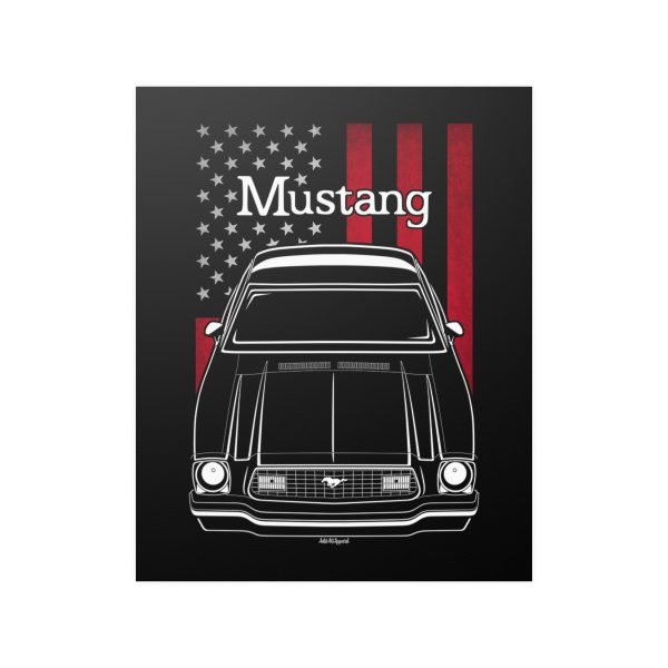 Ford Mustang MK2 1974-1978 Poster - US Flag Print 16 x 20 inch by Auto Art Apparel