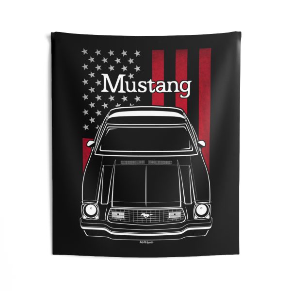 Ford Mustang MK2 1974-1978 Tapestry - US Flag Wall Art 50 x 60 inch by Auto Art Apparel