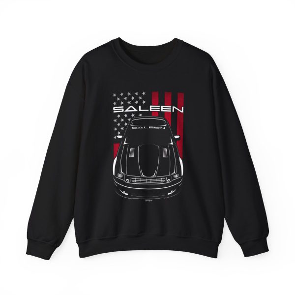 Ford Mustang Saleen 2005-2009 Sweatshirt - US Flag Crewneck Black by Auto Art Apparel